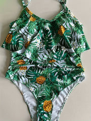  Vacay Swimsuit Women's Plus Tropical Print One Piece Swimsuit