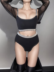 Ribbed Bra & Panties Set Seamless Lingerie S...
