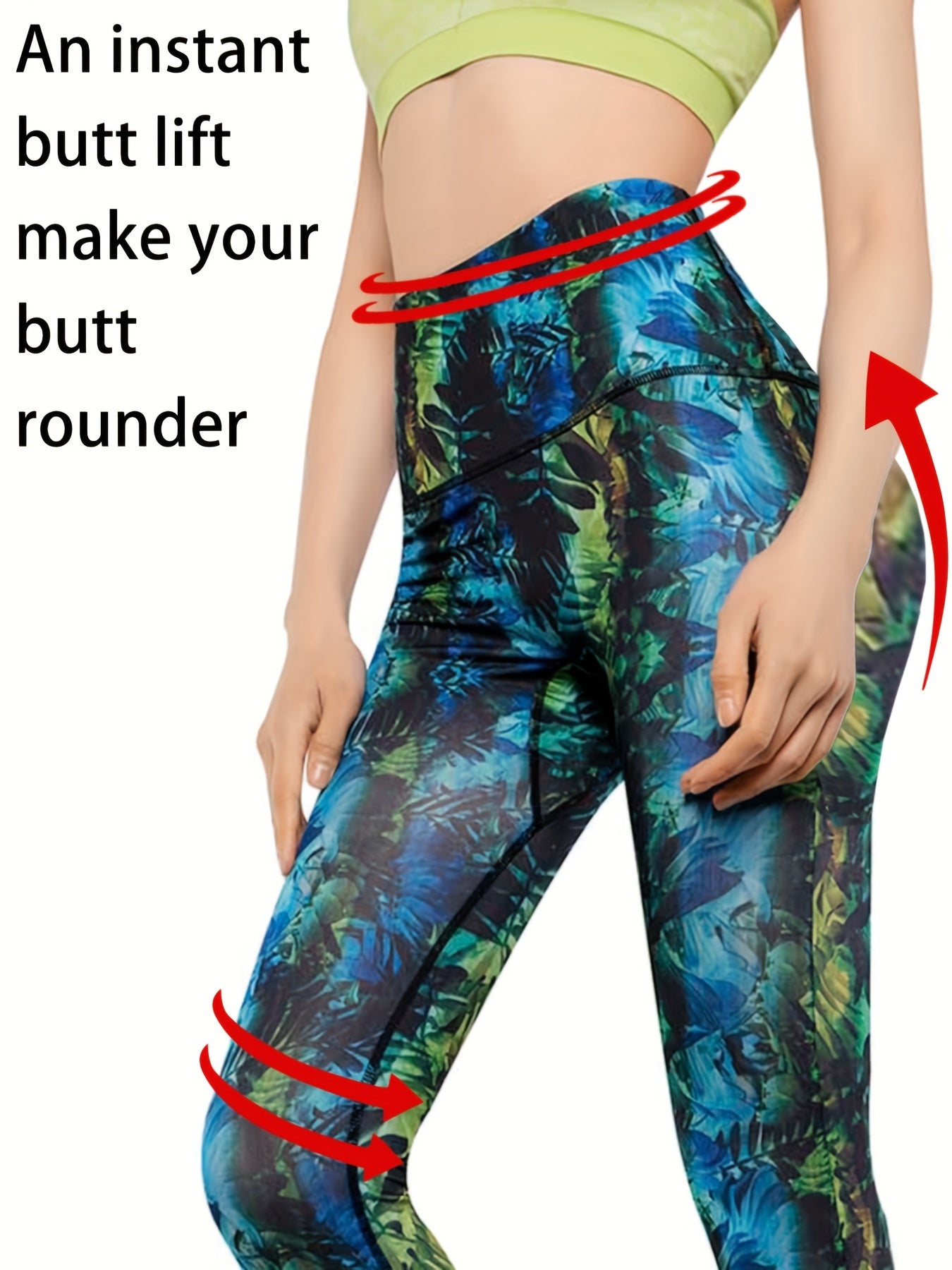 Leaf Print Yoga Leggings Workout Running Fitness Tight Pants