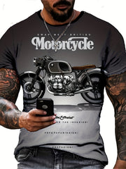 Motorcycle Pattern Print Men's Short Sleeve T shirt Graphic Tee