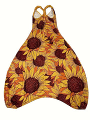 Graphic Print Baggy Jumpsuit Casual V Neck Sleeveless Summer Jumpsuit
