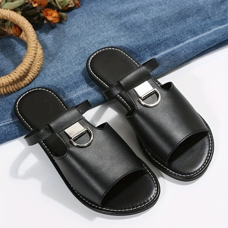 Women's Flat Slide Sandals Open Toe Non Slip Outdoor Beach Slides