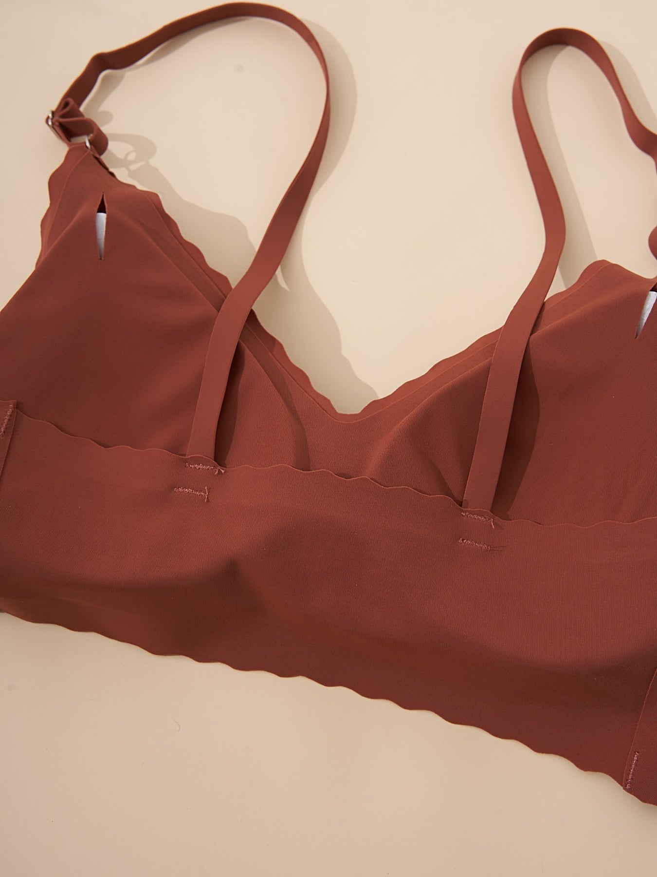 Seamless Wavy Trim Bralettes Comfort Soft Wireless Bra Women's Lingerie