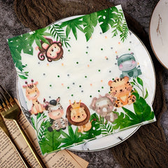 20pcs Jungle Safari Animal Print Napkins for Birthday Party
