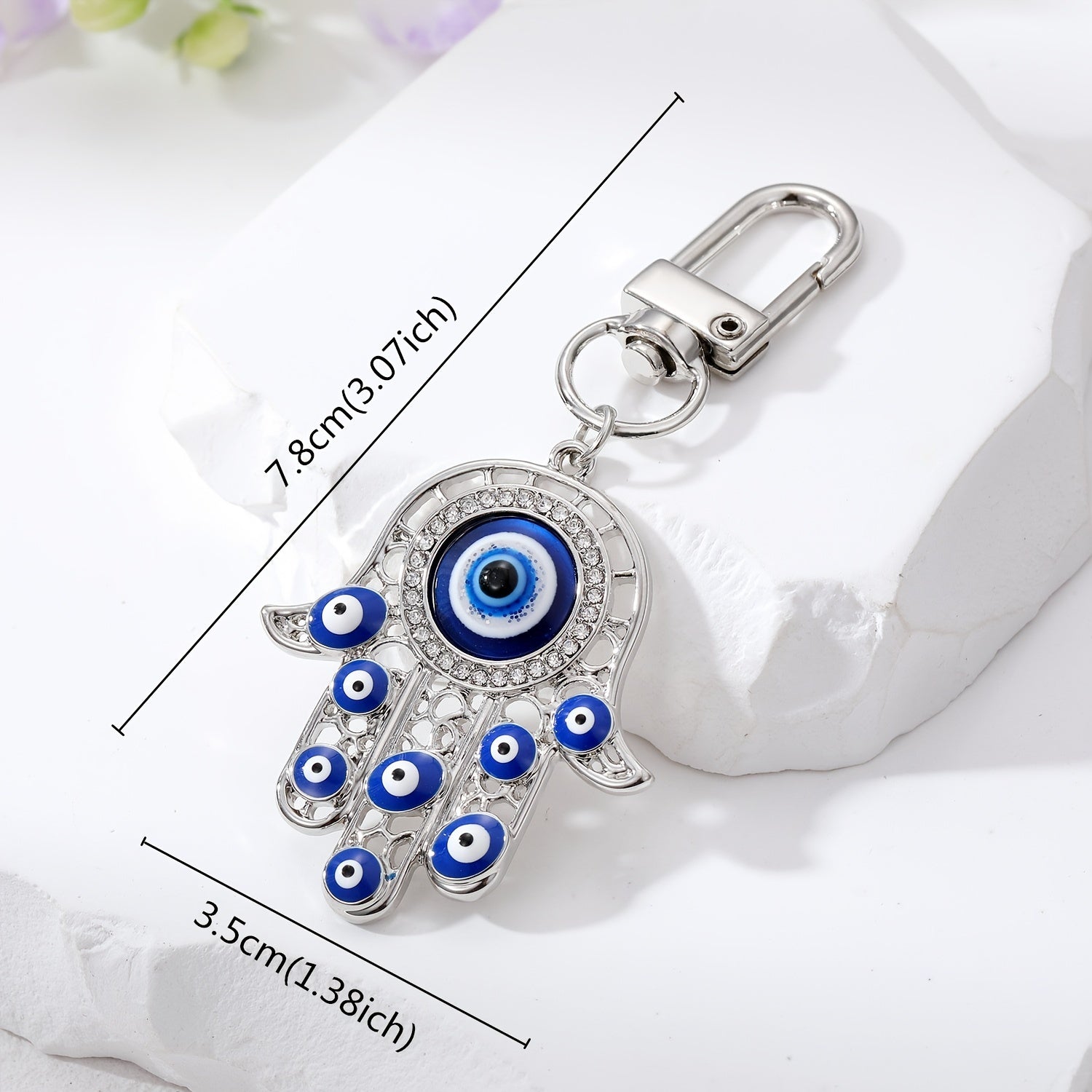 Evil Eye Keychain for Women Zircon Fatima Hand Eye Bag Car Key Accessories