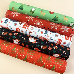5pcs Christmas Theme Fabric Fat Quarter For DIY Crafting Sewing Supplies