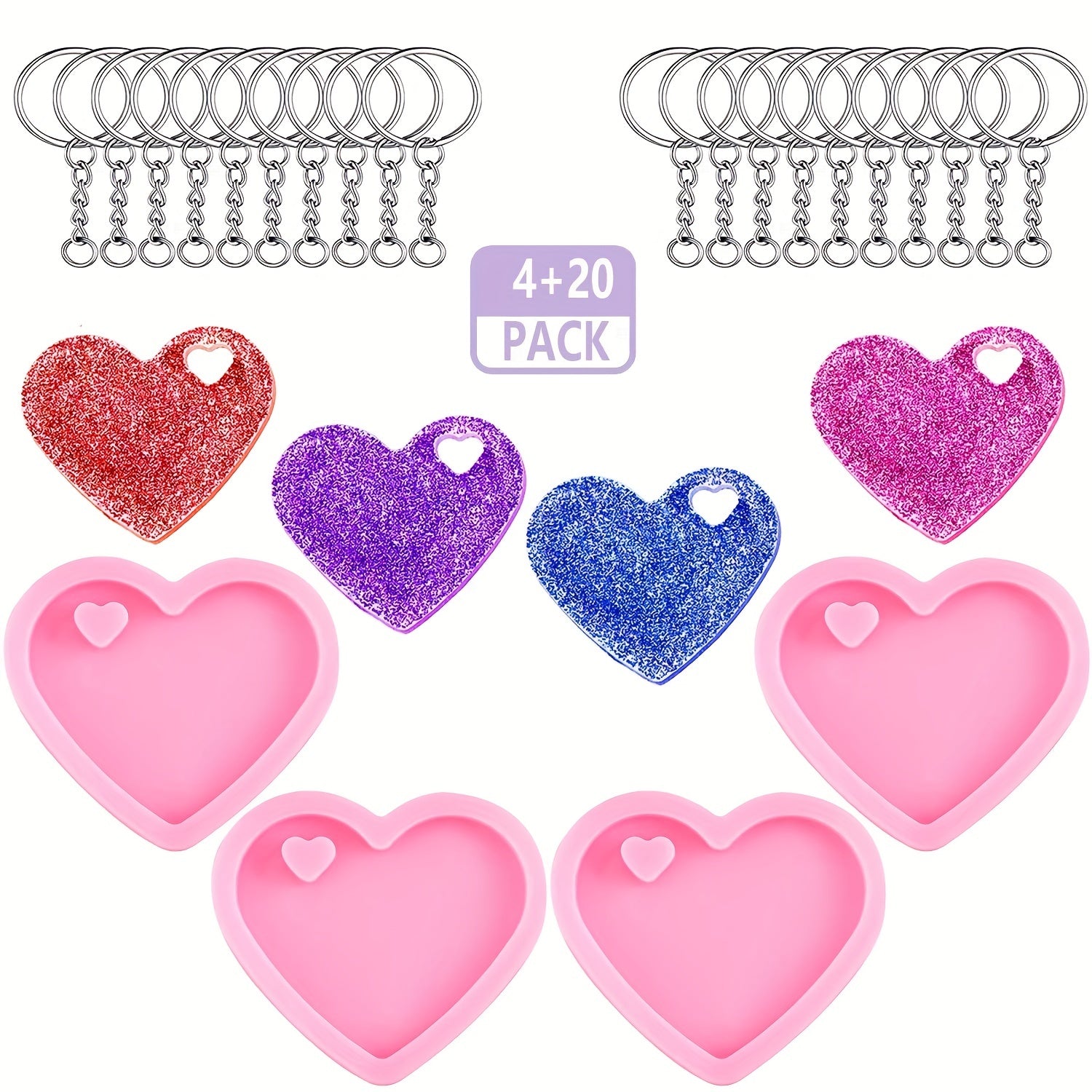 20 Heart Shaped Keychains & Key Rings - DIY Easter Decorations & Desserts