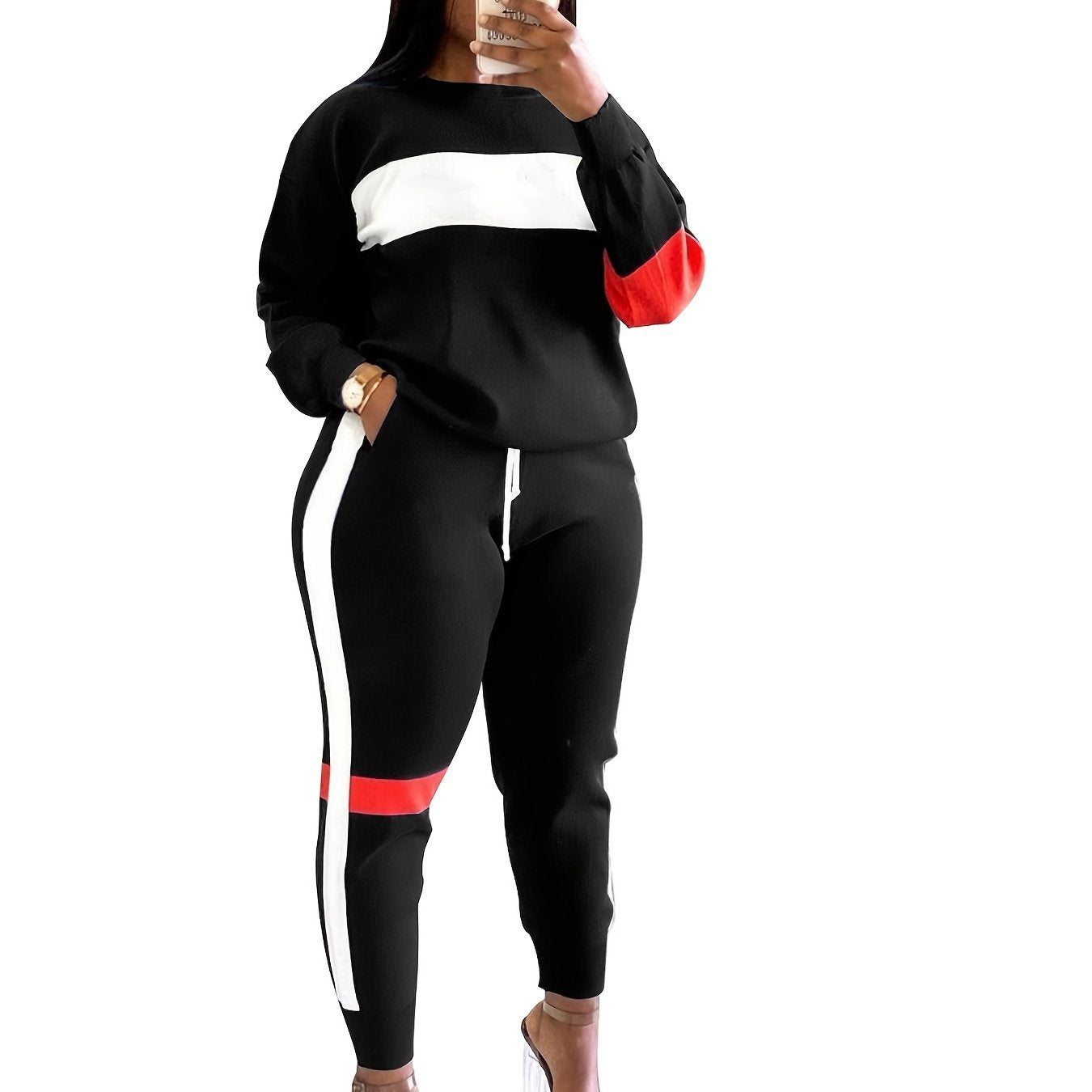 Striped Long Sleeve Top & Pants Set for Fall/Winter
