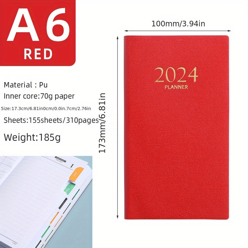 English Calendar Book Faux Leather Monthly Index Notebook Daily Plan