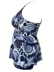  Starfish Print Tankini Set Cami Top & Shorts Swimsuit