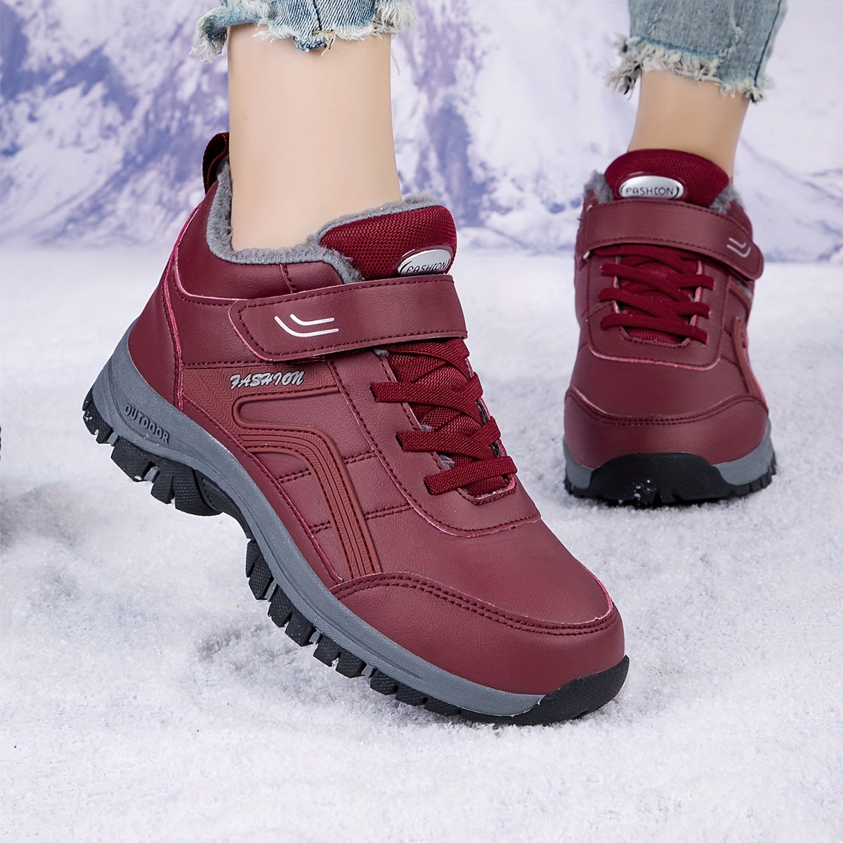 Warm Winter Snow Boots Fur Lined Slip Resistant