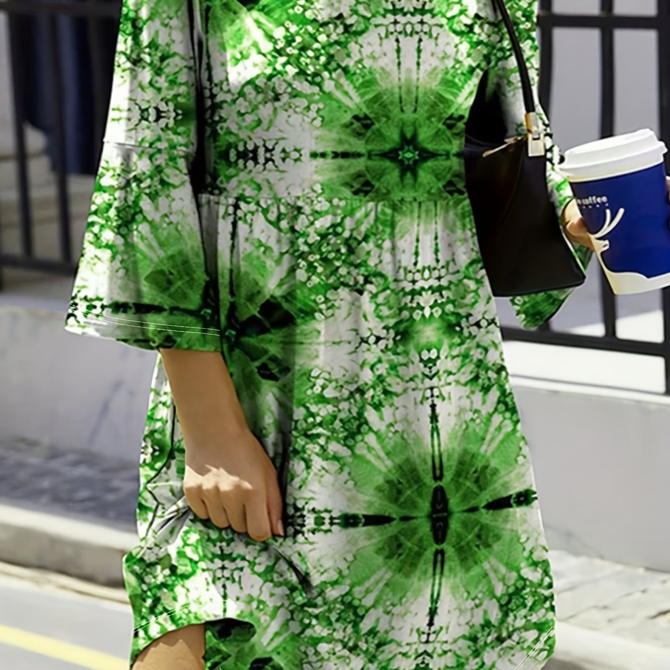  Tie Dye Round Neck Dress