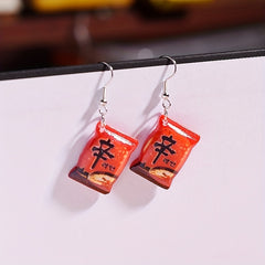 Y2K Kpop Instant Noodles Resin Drop Earrings Food Dangle Women Jewelry