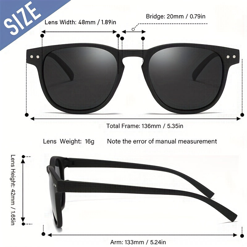 Retro Round Frame Men's Polarized Sunglasses with Glasses Case