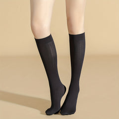 Solid Textured Calf Socks Comfy Knee High Socks Women's Stockings
