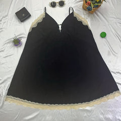  Nightdress Lace Trim Mini Cami Sleep Dress