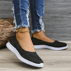 Women's Knitted Flat Loafers Slip On Shoes Lightweight Walking Shoes