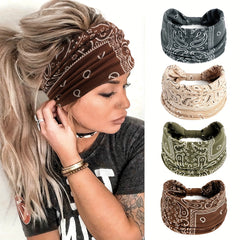 Boho Style Vintage Headband Paisley Stretchy Turban Knotted Headband