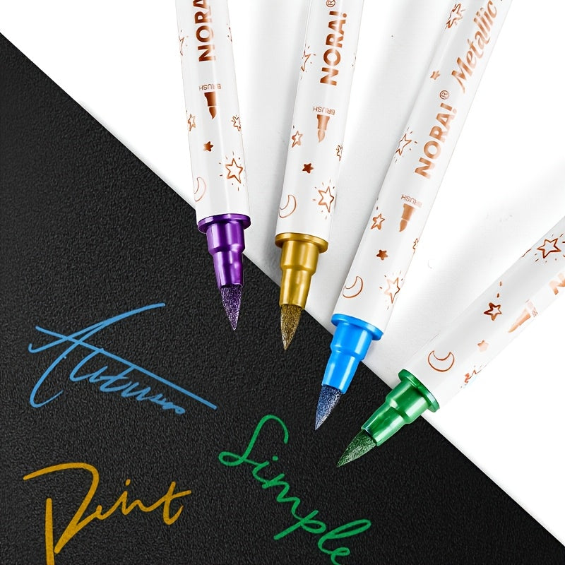 10pcs Dual Tip Glitter Pens Set - Ideal for DIY Journals & Artwork
