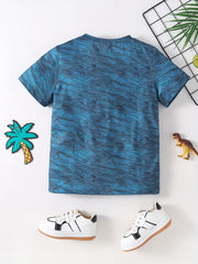 Boys' Dino Print Tee - Comfortable and Stylish Crew Neck T-shirt for Summer