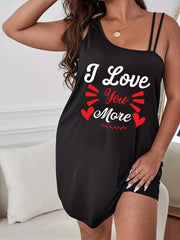  Sexy Nightdress Women's Plus Letter & Heart Print