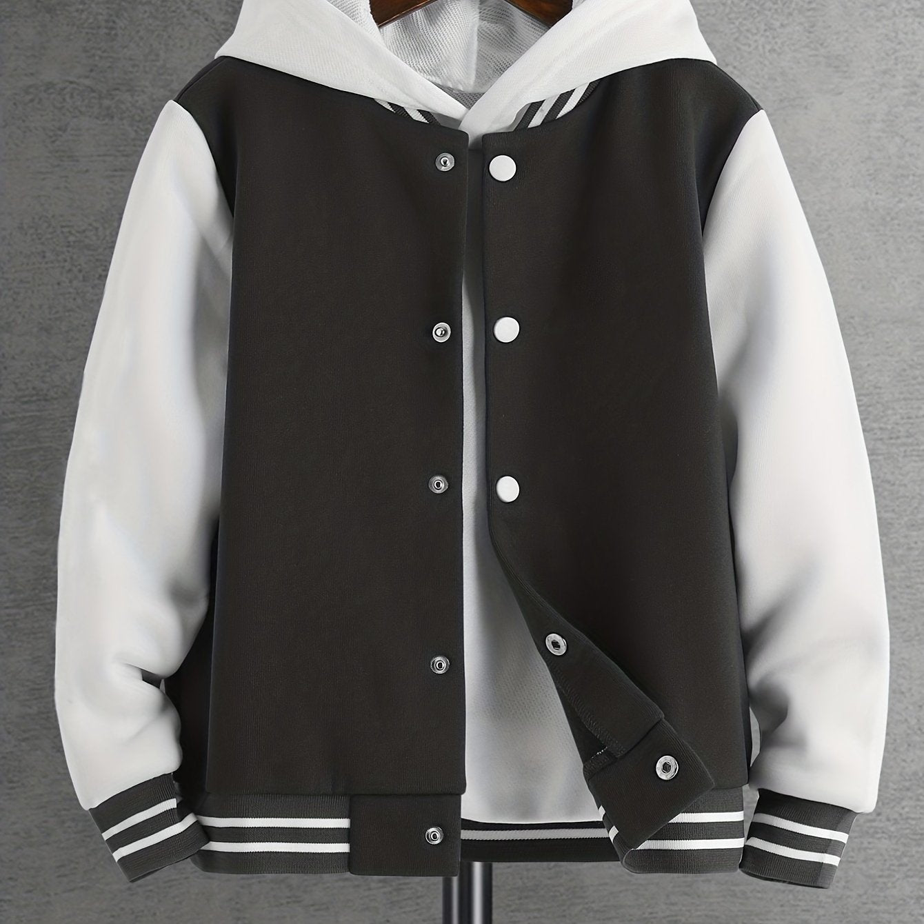 Boys Varsity Jacket Baseball Collar Letter Graphic Drop Shoulder