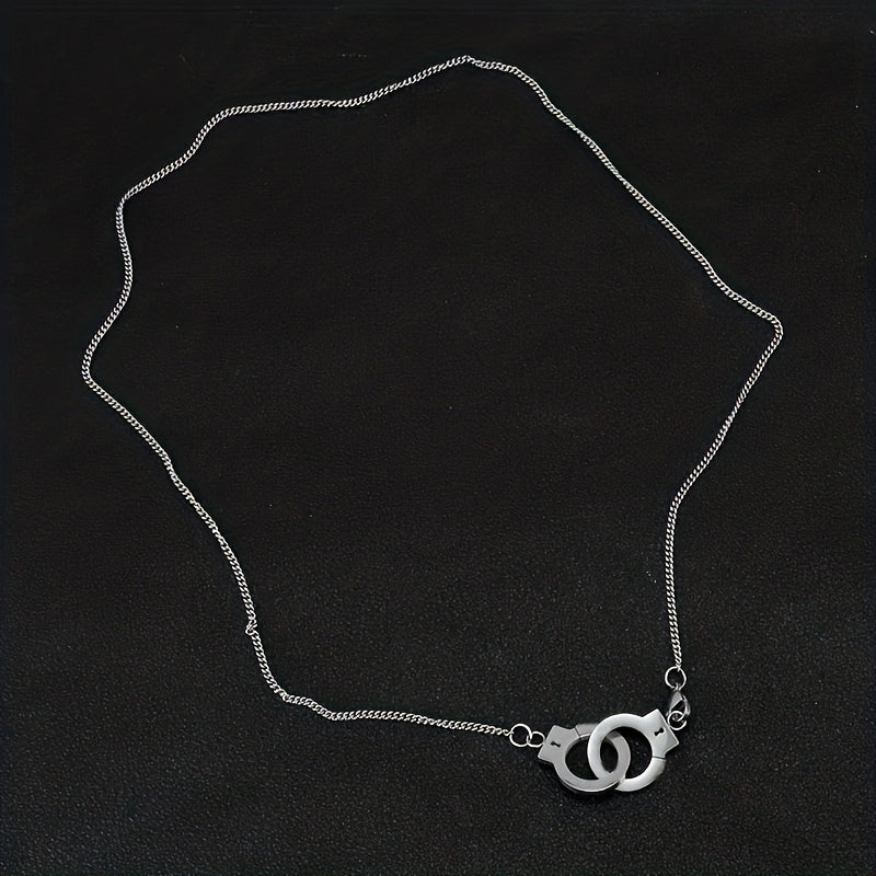 Funky Stainless Steel Handcuff Charm Necklace Men