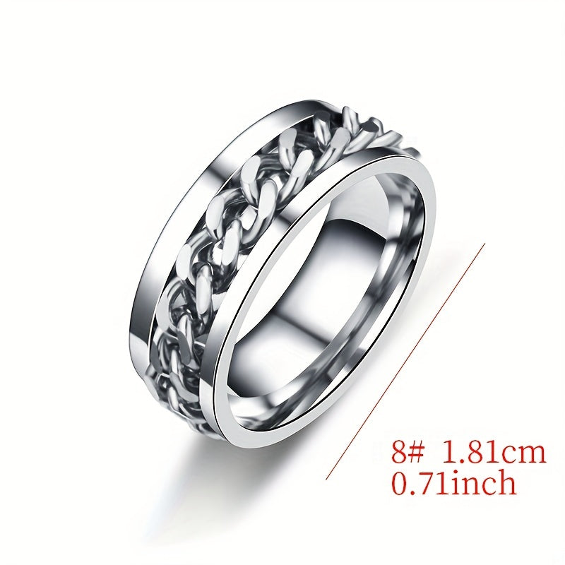 Titanium Steel Rotatable Chain Men's Ring Bottle Opener