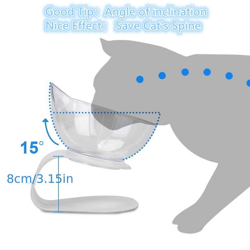 Elevated Cat Ear-Shaped Feeder Bowl Plastic Raised Cat Inclined Food Water Bowl