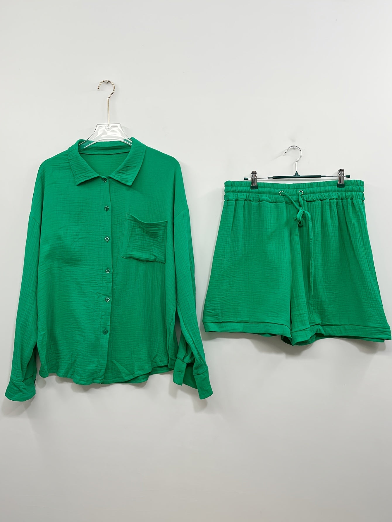  Long Sleeve Shirt & Shorts Outfit Set
