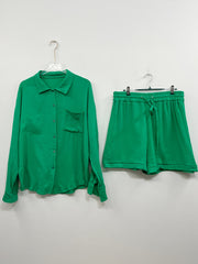  Long Sleeve Shirt & Shorts Outfit Set