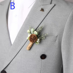Floral Boutonniere Set for Bride and Groom - Perfect for Wedding