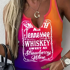  Casual Tank Top Women's Plus Slogan Ombre Print Vest Top