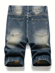 Men's Paint Splatter Ripped Denim Shorts