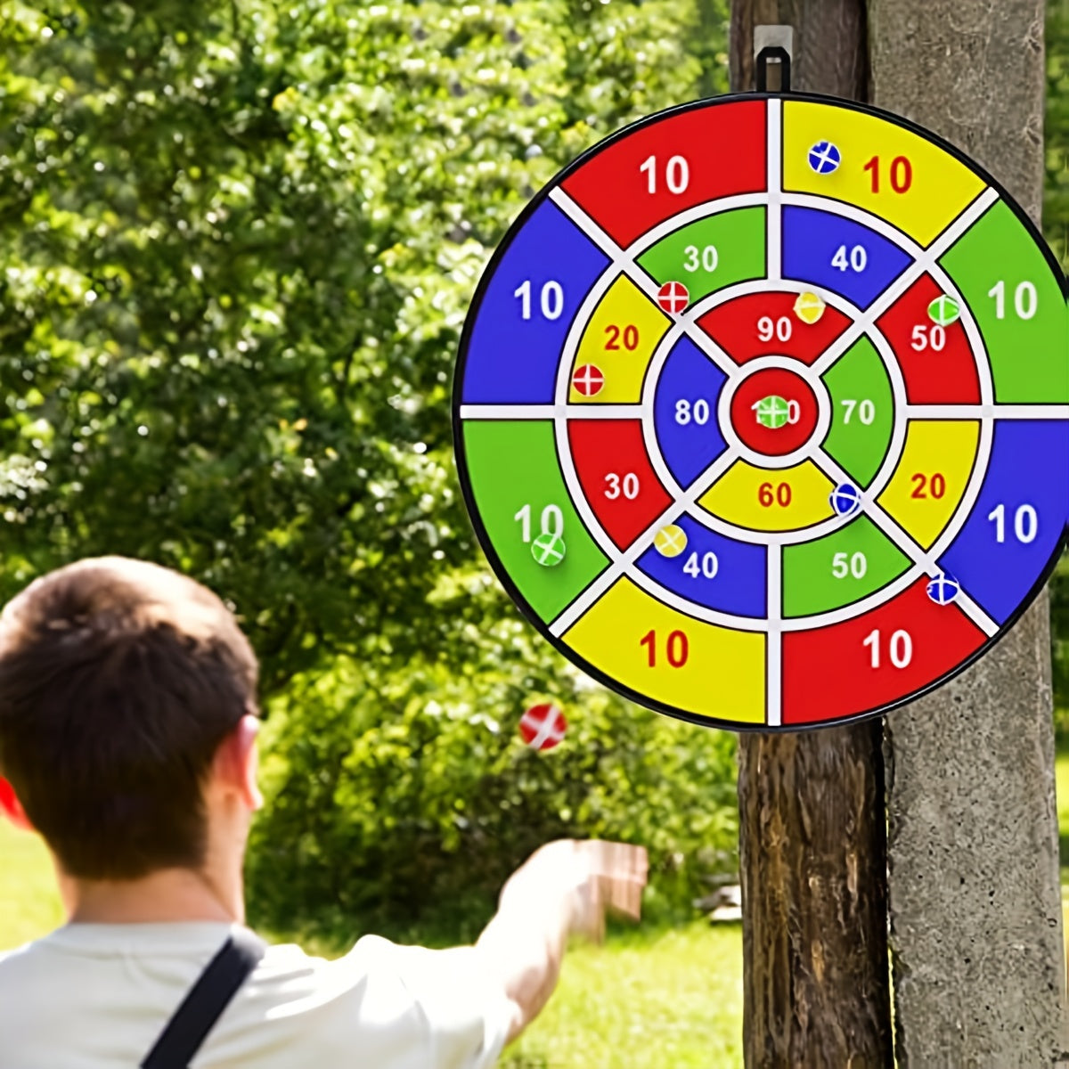 Kids Dart Board Set with Sticky Balls Indoor Outdoor Fun Game for 3-12 Year Olds