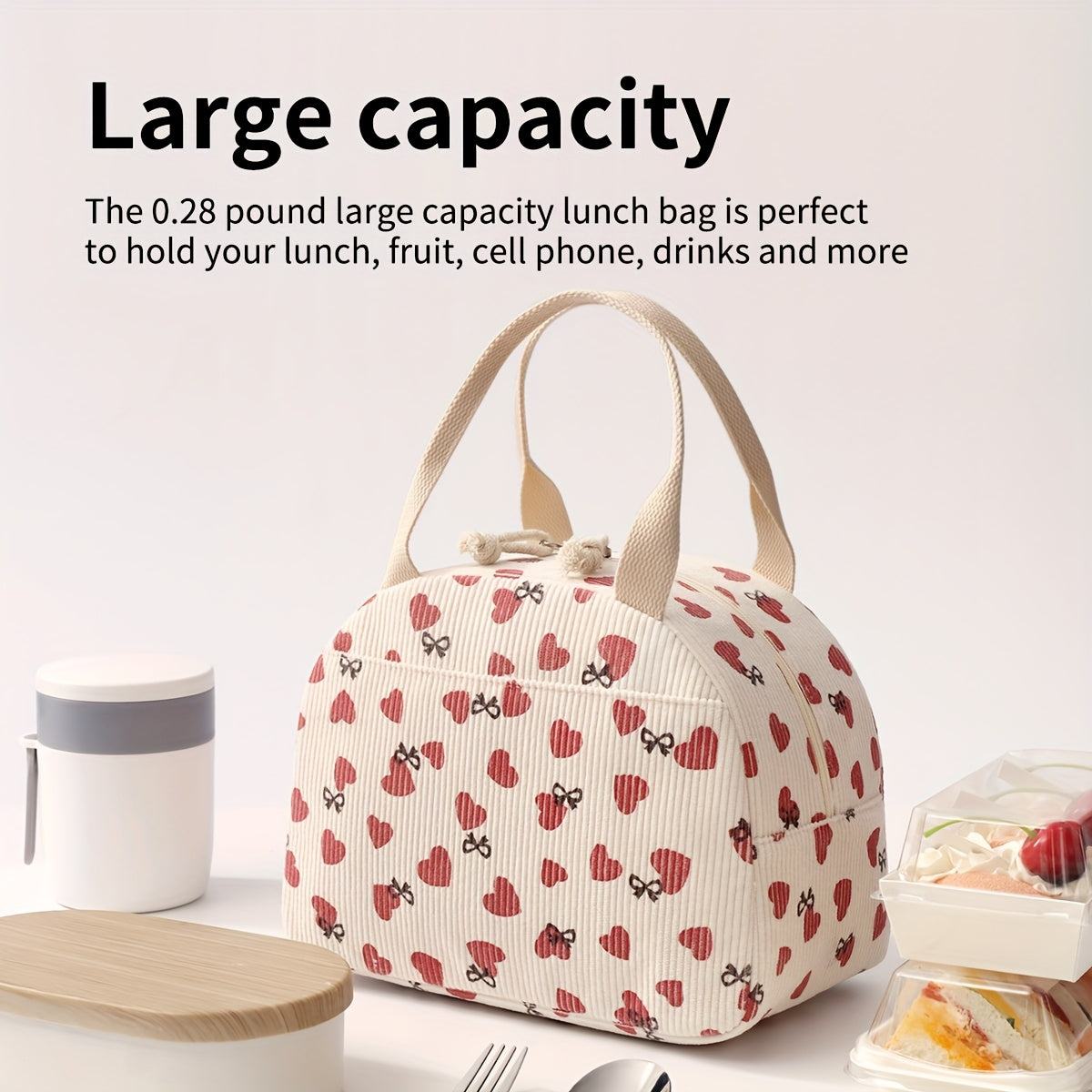 Corduroy Insulated Large Capacity Soft Reusable Polyester Cloth