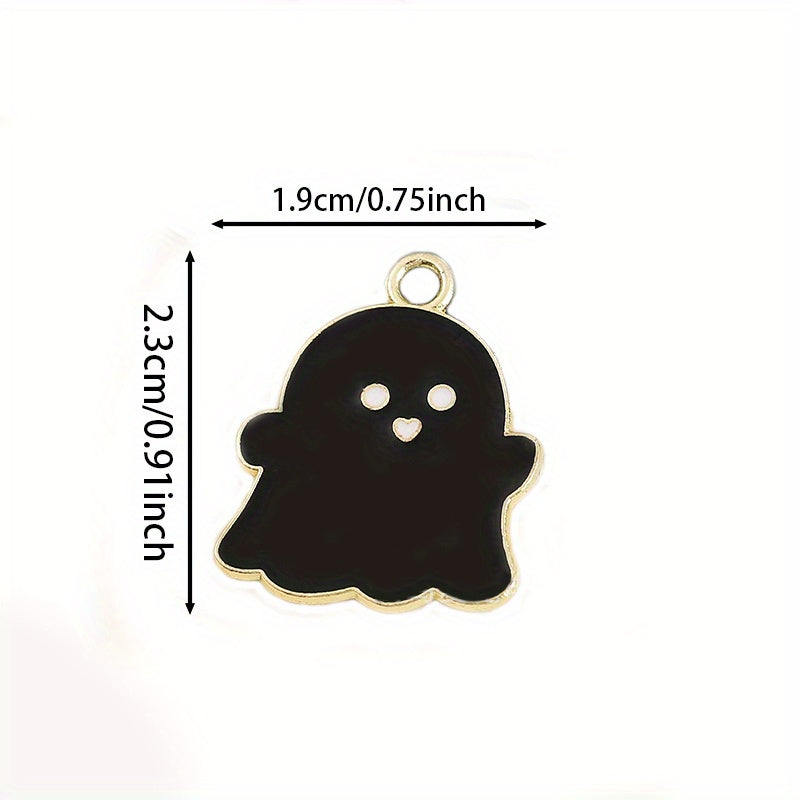 10pcs Cartoon Ghost Charms Alloy Drip Oil Pendant for DIY Jewelry