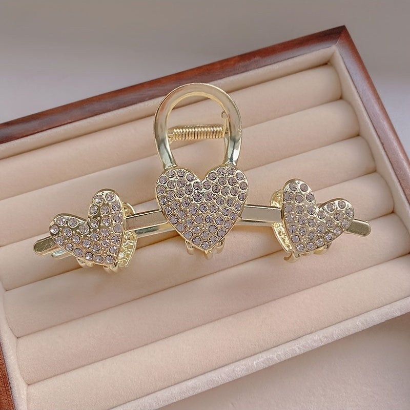 Heart Rhinestone Hair Clips Strong Hold Won't Slip