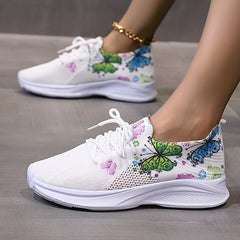Women's Butterfly Pattern Sneakers Breathable Low Top Sport Shoes