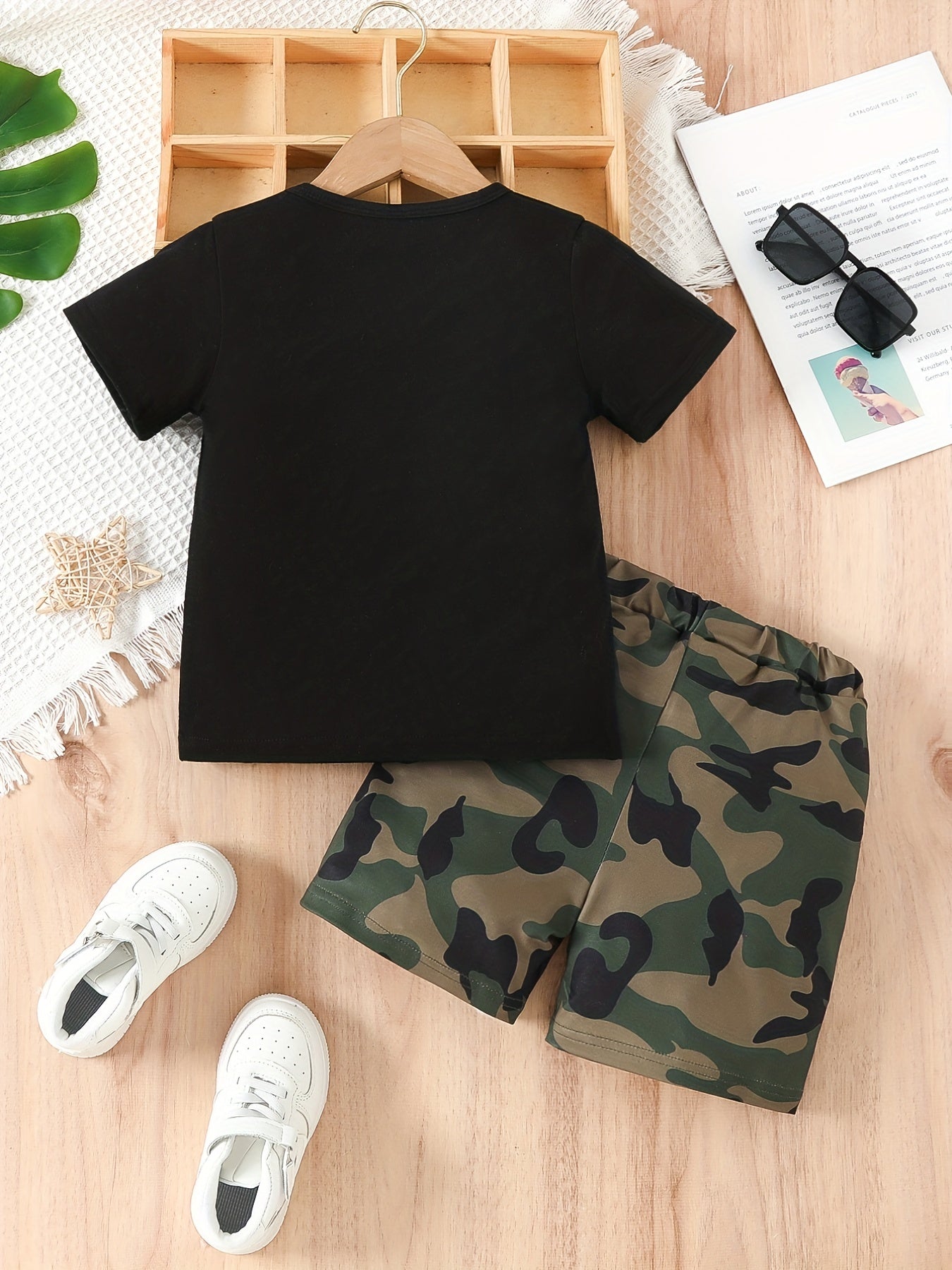 Boys Casual COOLER VERSION OF DAD Graphic Print T shirt&Shorts Set