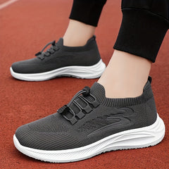 Soft Thick Sole Shock Absorption Flying Woven Shoes Lightweight