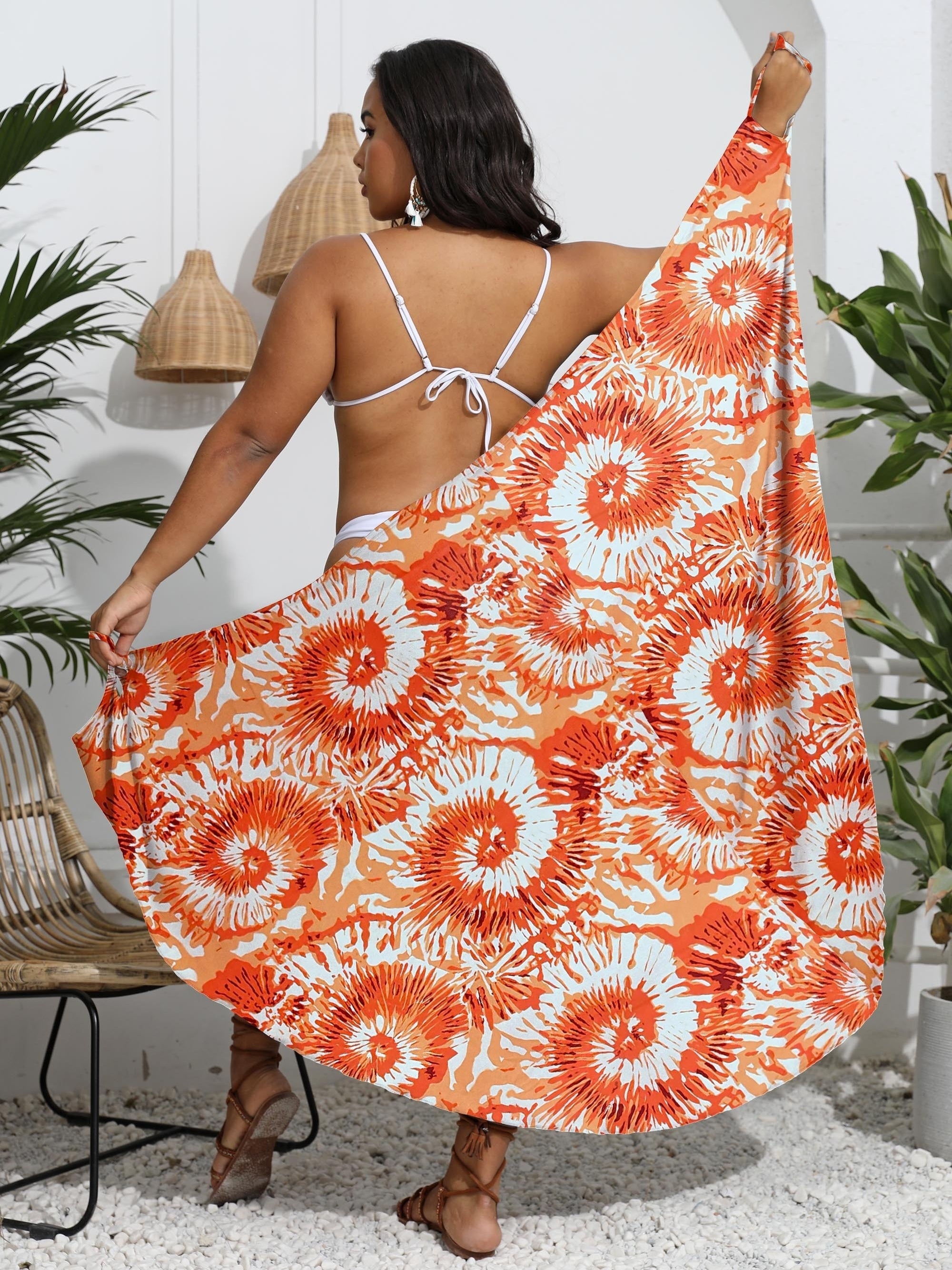  Tie Dye Wrap Cover Up Dress