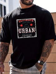 Retro Letter Print Men's Graphic Crew Neck T shirt Casual Comfy Tees