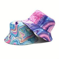 Tie Dye Striped Bucket Hat Abstract Pattern Printed Basin Hat