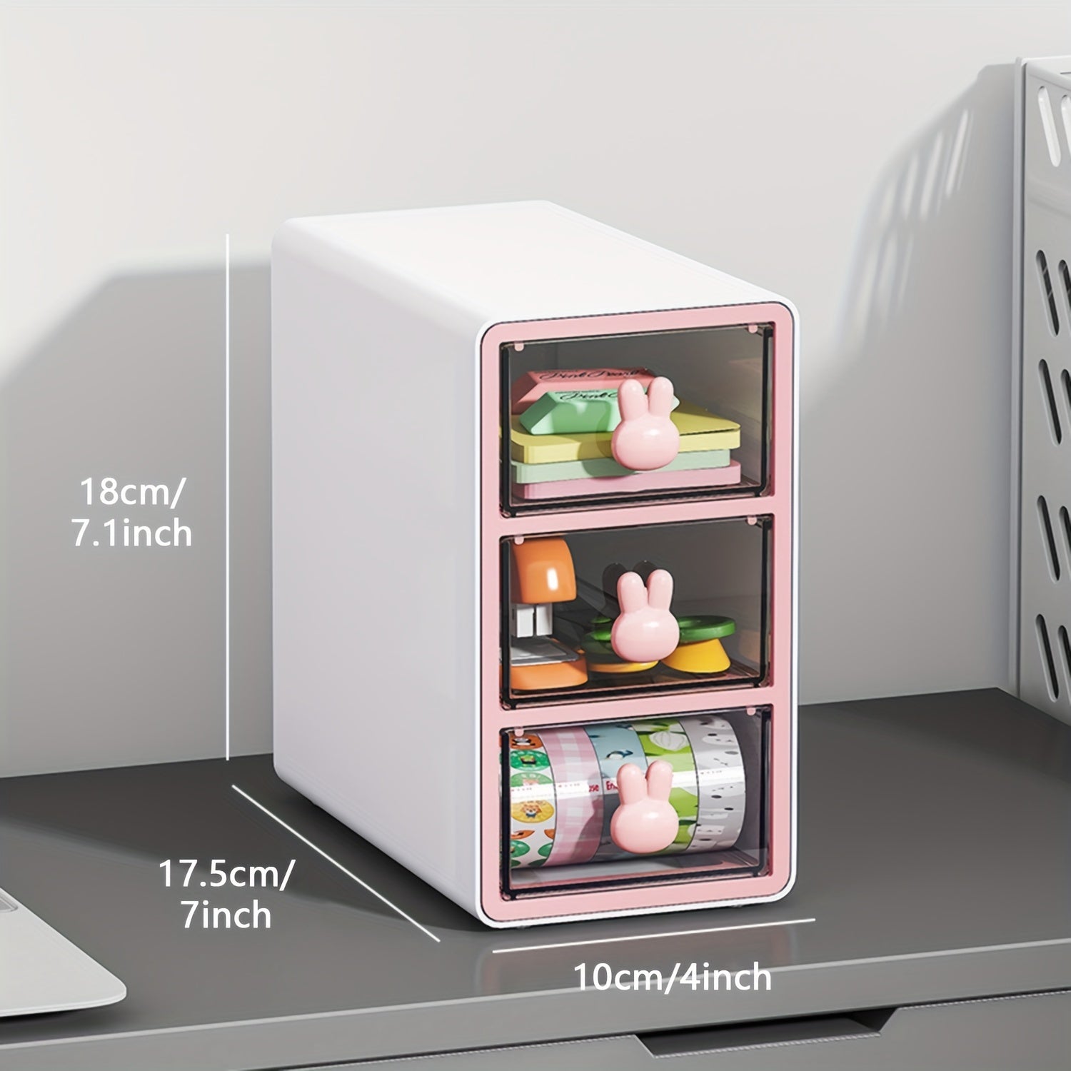 Three Layer Storage Box Office Utensils Transparent Drawer Storage Desk
