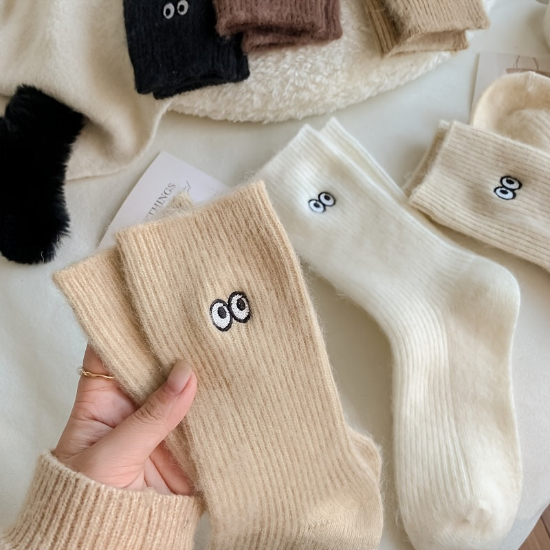 Women's Eyes Embroidery Short Socks Athletic Ankle Socks