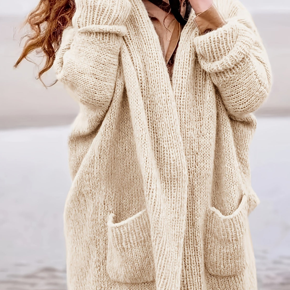 Women's Plus Size Casual Cardigan with Pockets