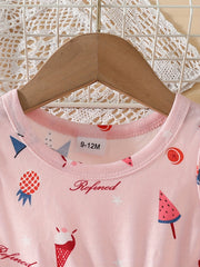 Baby Girls Ice Cream Print Sleeveless Dress