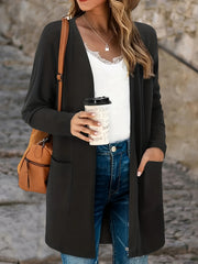  Casual Cardigan Women's Plus Solid Open Front Cardigan With Pockets