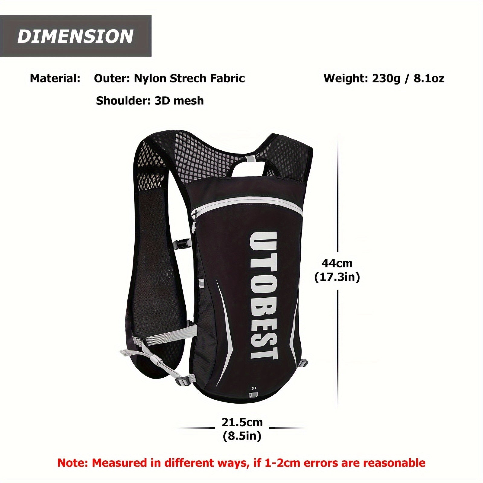 Foldable Water Bag Waistcoat Hydration Pack Lightweight Outdoor Backpack